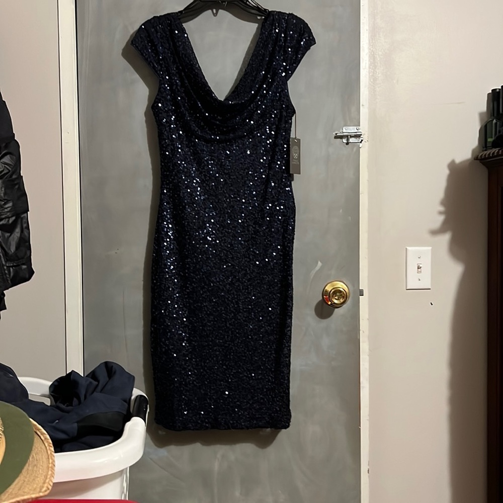 Navy blue sequined dress